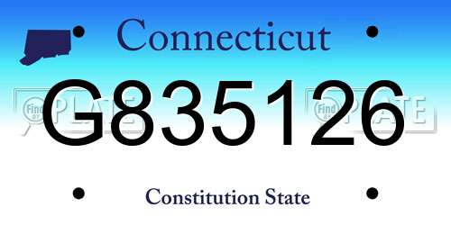 G835126 Connecticut License Plate