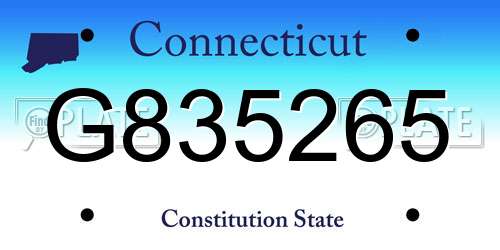 G835265 Connecticut License Plate