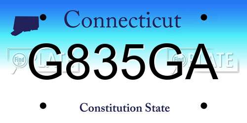 G835GA Connecticut License Plate