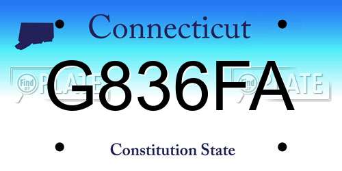 G836FA Connecticut License Plate