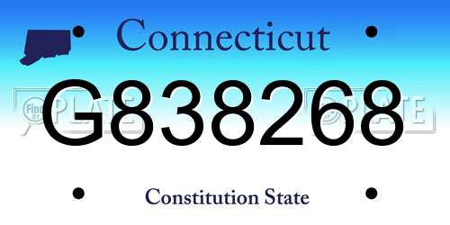 G838268 Connecticut License Plate
