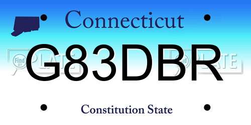 G83DBR Connecticut License Plate