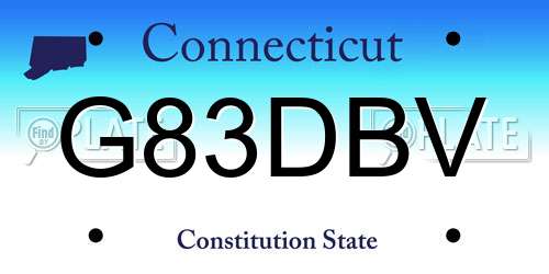 G83DBV Connecticut License Plate