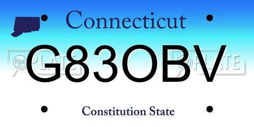 G83OBV Connecticut License Plate