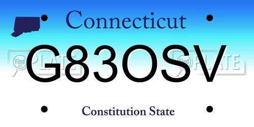 G83OSV Connecticut License Plate