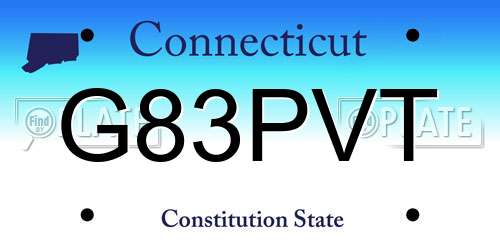 G83PVT Connecticut License Plate