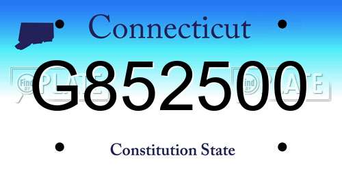 G852500 Connecticut License Plate