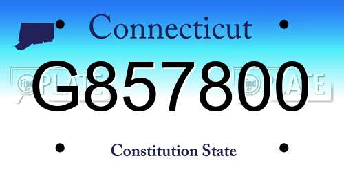 G857800 Connecticut License Plate
