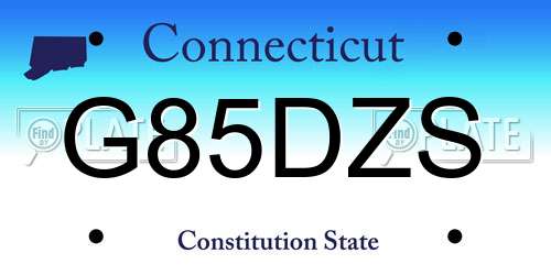 G85DZS Connecticut License Plate