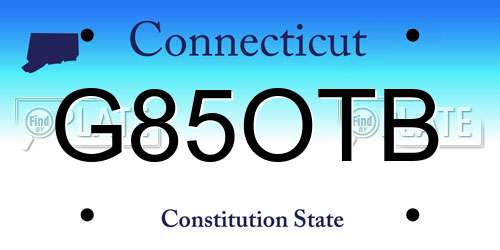 G85OTB Connecticut License Plate