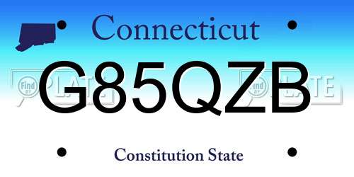 G85QZB Connecticut License Plate