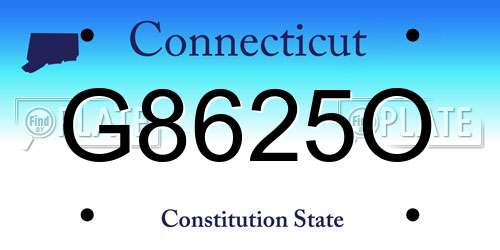 G8625O Connecticut License Plate
