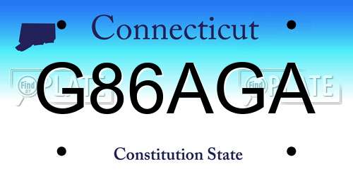 G86AGA Connecticut License Plate