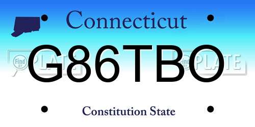 G86TBO Connecticut License Plate