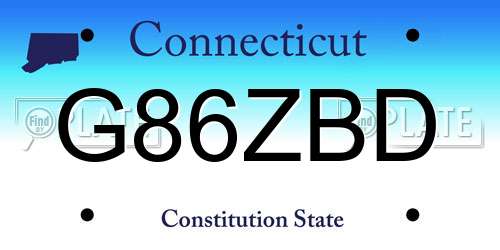 G86ZBD Connecticut License Plate