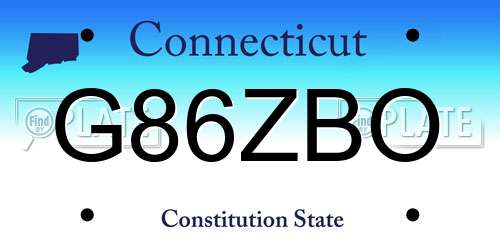 G86ZBO Connecticut License Plate
