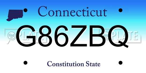 G86ZBQ Connecticut License Plate