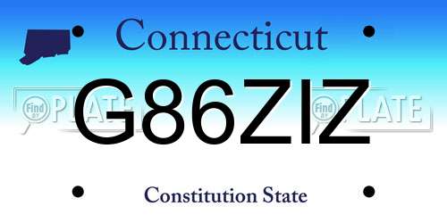 G86ZIZ Connecticut License Plate