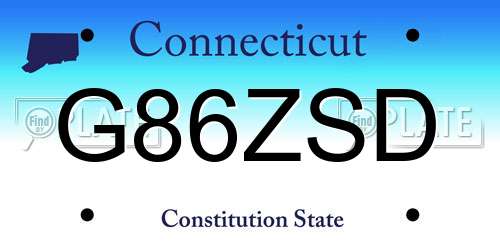 G86ZSD Connecticut License Plate