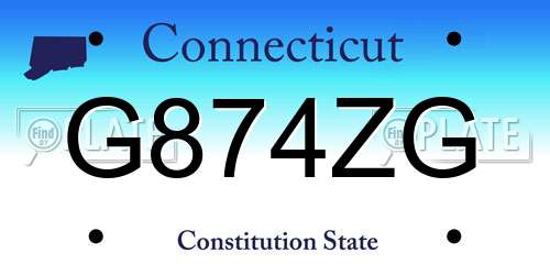 G874ZG Connecticut License Plate