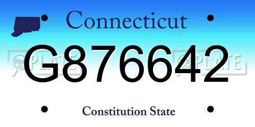 G876642 Connecticut License Plate