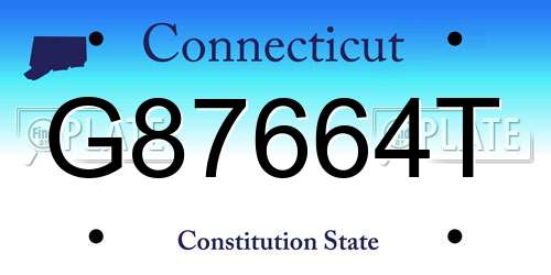 G87664T Connecticut License Plate