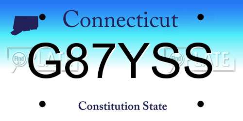 G87YSS Connecticut License Plate