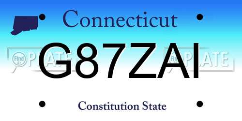 G87ZAI Connecticut License Plate