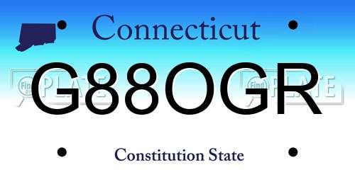 G88OGR Connecticut License Plate
