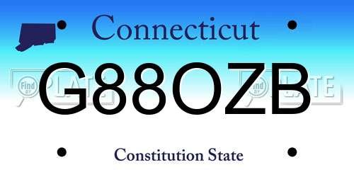 G88OZB Connecticut License Plate