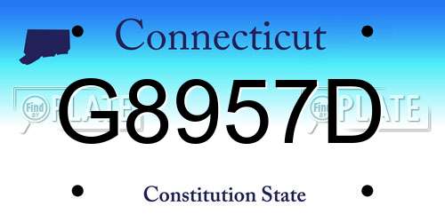 G8957D Connecticut License Plate