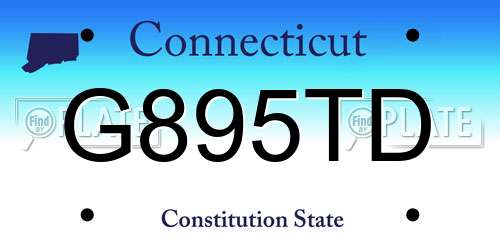 G895TD Connecticut License Plate