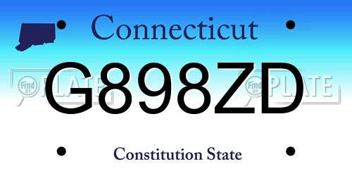 G898ZD Connecticut License Plate
