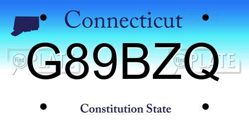 G89BZQ Connecticut License Plate