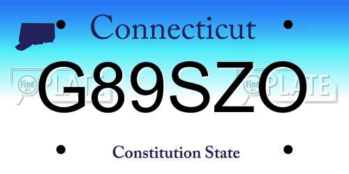 G89SZO Connecticut License Plate