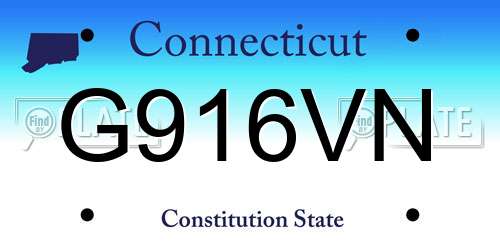 G916VN Connecticut License Plate