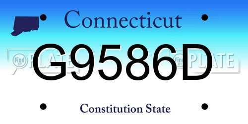 G9586D Connecticut License Plate