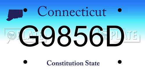 G9856D Connecticut License Plate