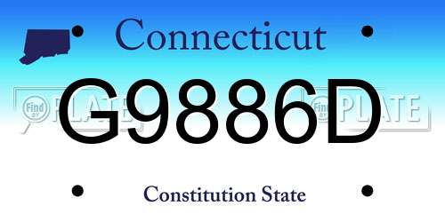 G9886D Connecticut License Plate