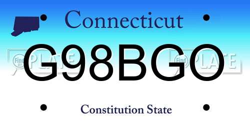 G98BGO Connecticut License Plate