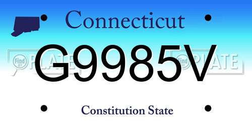 G9985V Connecticut License Plate