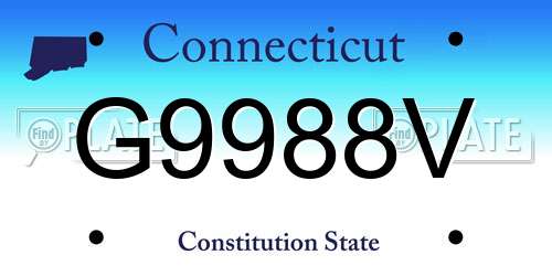 G9988V Connecticut License Plate