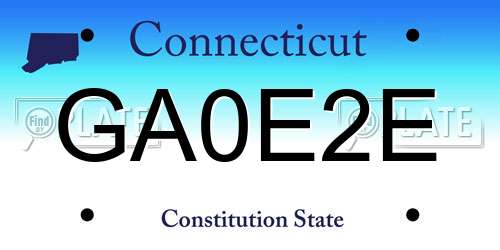 GA0E2E Connecticut License Plate