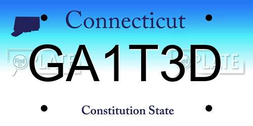GA1T3D Connecticut License Plate