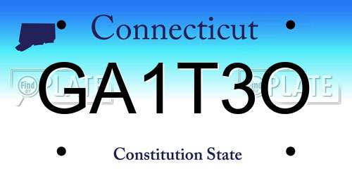 GA1T3O Connecticut License Plate