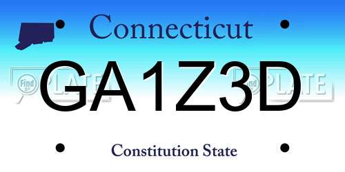 GA1Z3D Connecticut License Plate