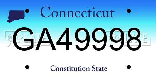 GA49998 Connecticut License Plate