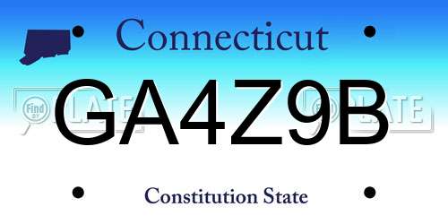 GA4Z9B Connecticut License Plate