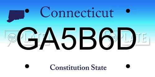 GA5B6D Connecticut License Plate