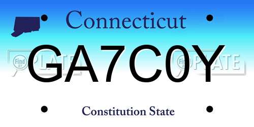 GA7C0Y Connecticut License Plate